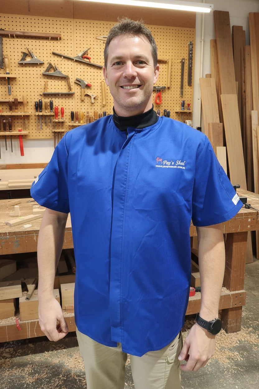 Pops Shed Woodturning Jacket Short Sleeve - Small