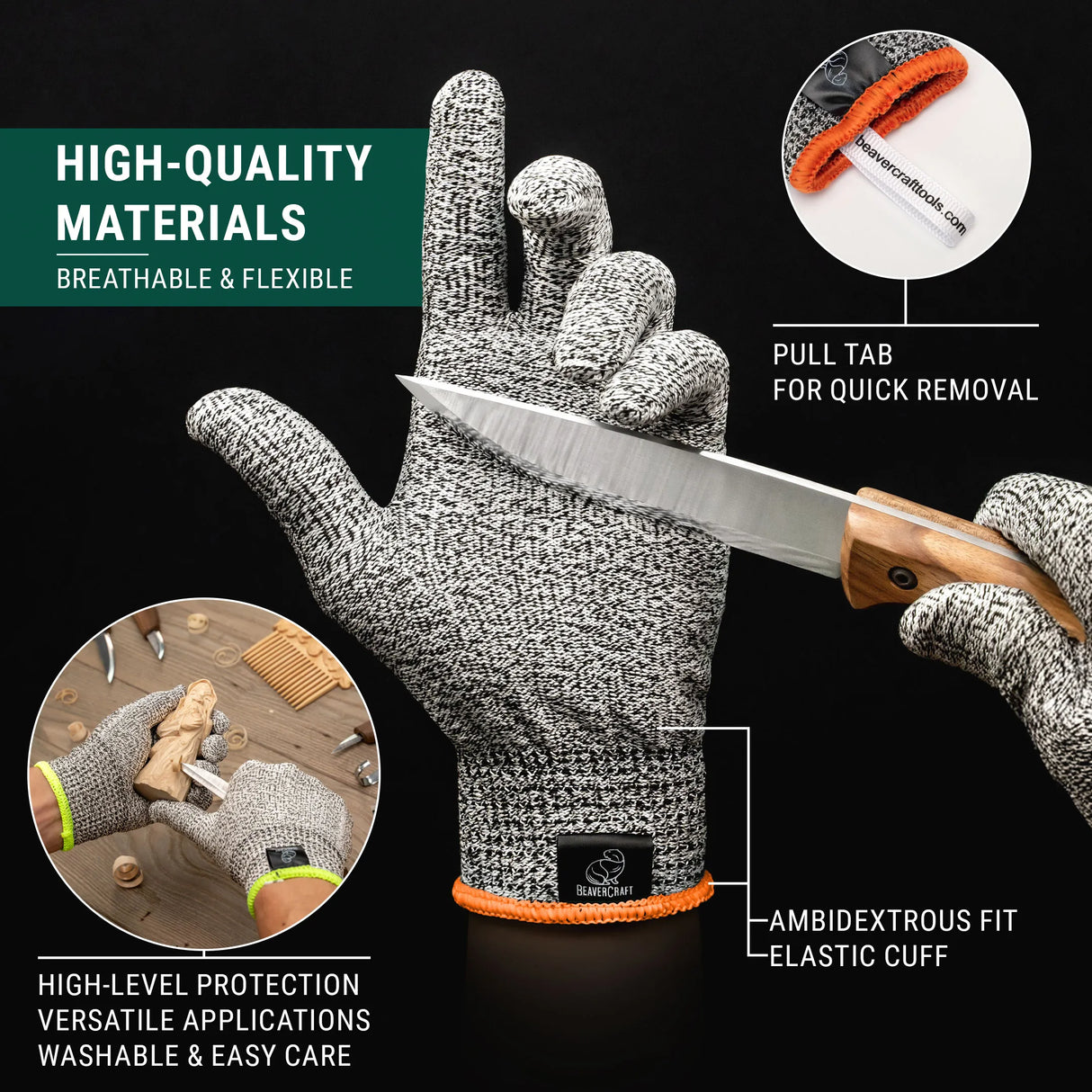 CRG – Cut-Resistant Wood Carving Gloves Small