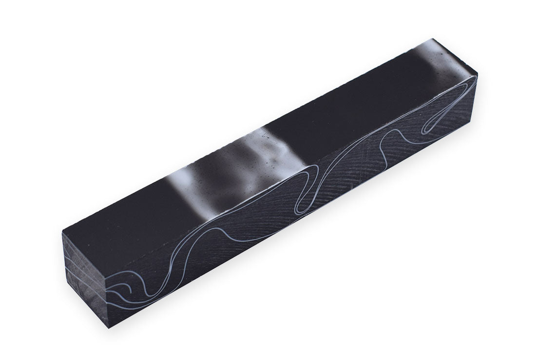 Pen Blank Single Acrylic Black with White Lines