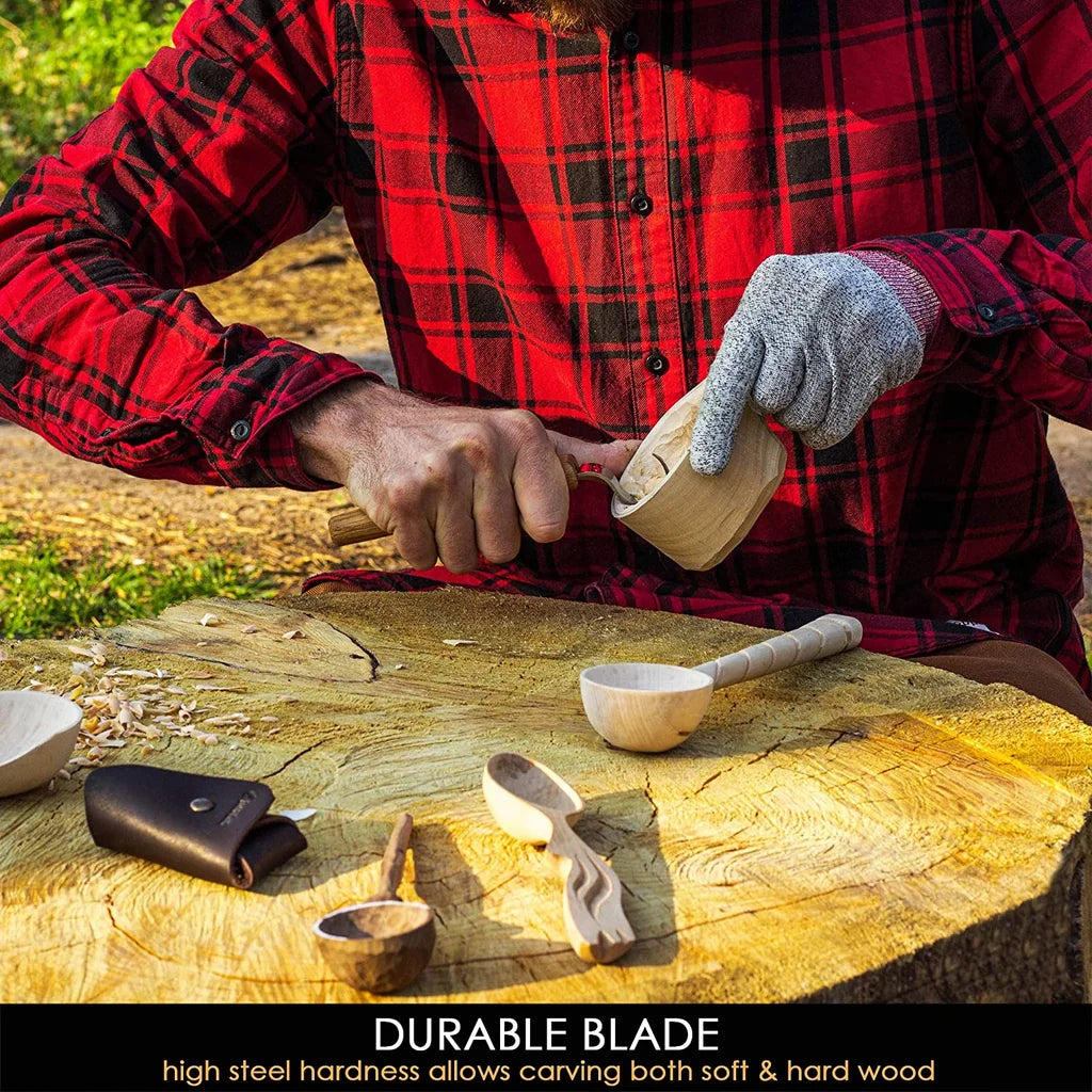 25mm Spoon Carving Knife with Leather Sheath