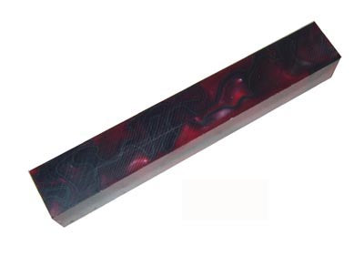 Pen Blank Single Acrylic - Carmine with Black Lines