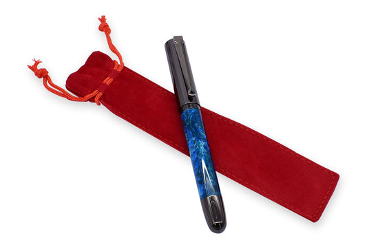 Velvet Drawstring Pen Pouch - Red