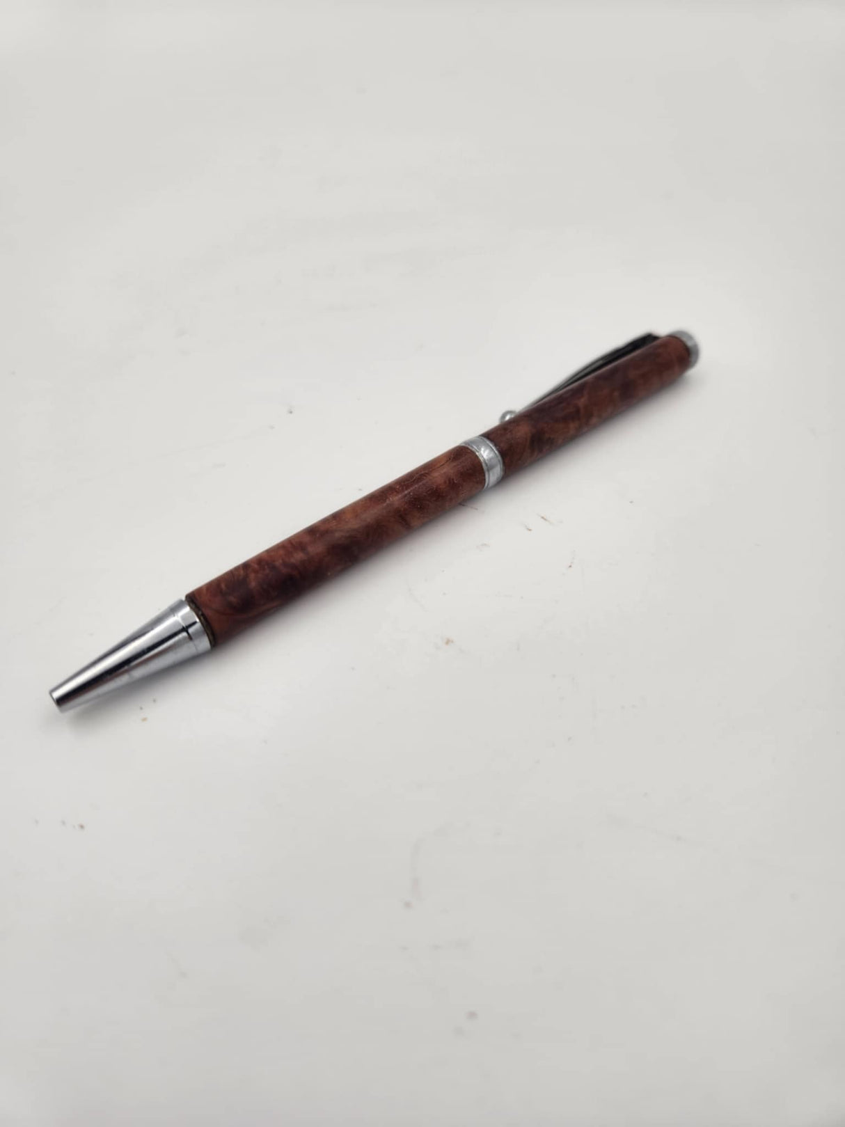 Red Mallee Burl Slimline Pen - Chrome