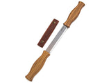 Draw Knife with Oak Handle in Leather Sheath