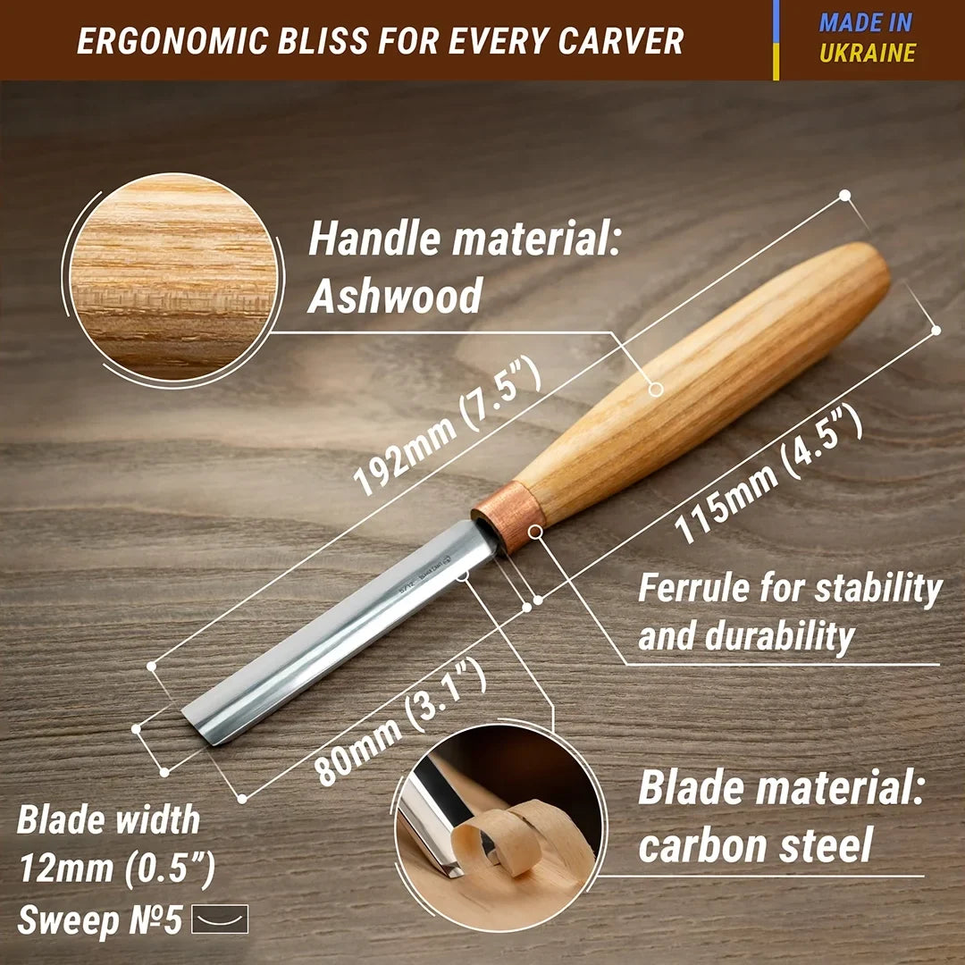 Compact Straight Rounded Chisel SB Sweep No. 5 - 12mm