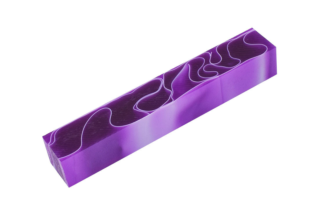 Pen Blank Single acrylic Dark Orchid with White Lines