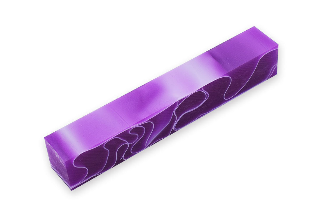 Pen Blank Single acrylic Dark Orchid with White Lines