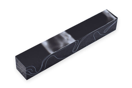 Pen Blank Single Acrylic Black with White Lines