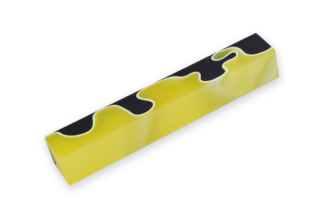 Pen Blank Single Acrylic - Lemon Yellow and Black with white lines
