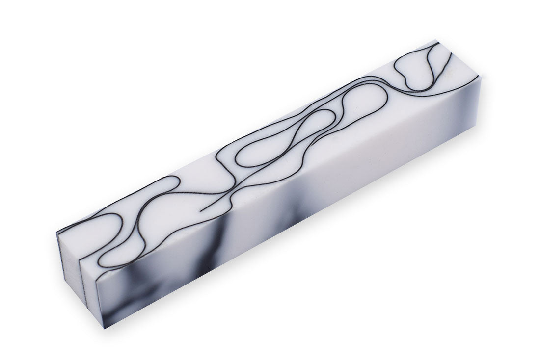 Pen Blank Single Acrylic White with Black Lines
