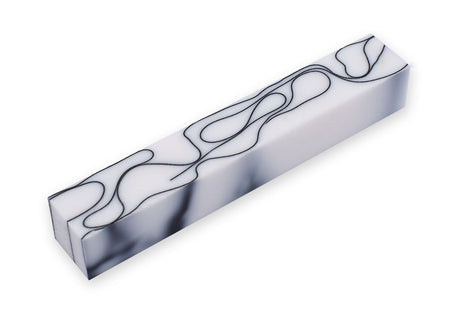 Pen Blank Single Acrylic White with Black Lines