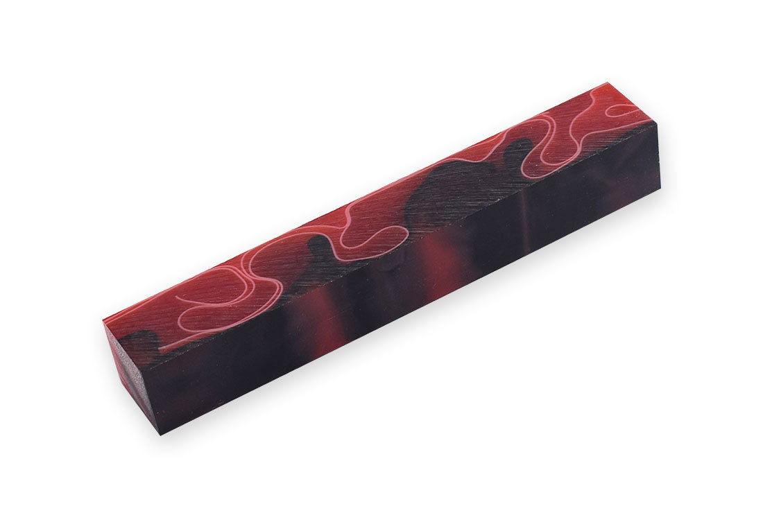 Pen Blank Single acrylic Red with Black Lines