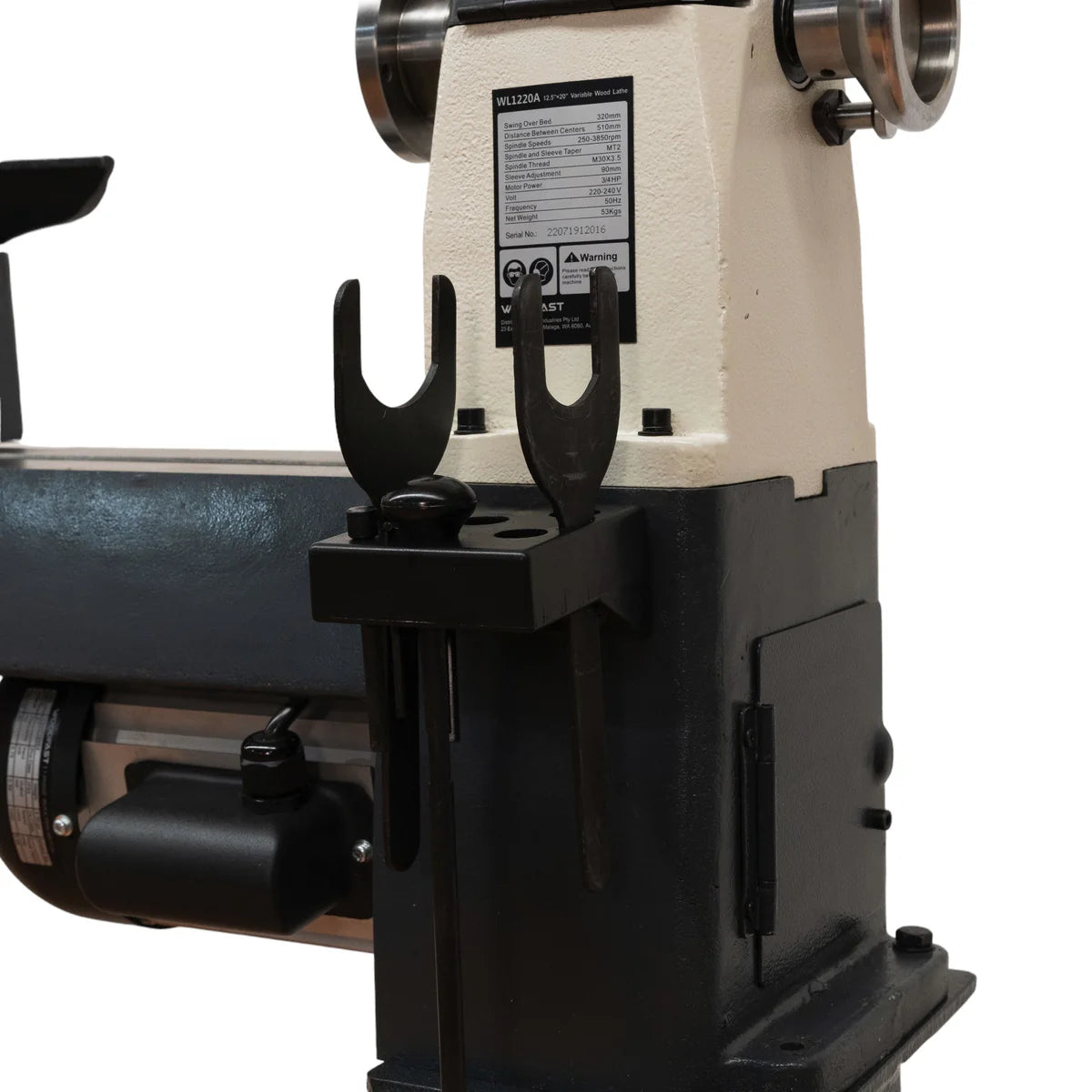 Woodfast 318mm (12") Swing x 508mm (20") Between Centres 0.75HP 240V Super Heavy Wood Lathe WL1220A