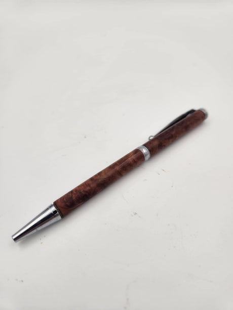 Red Mallee Burl Slimline Pen - Chrome