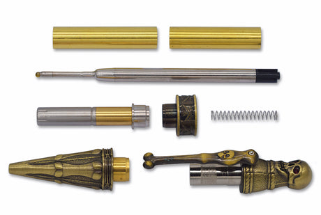 Antique Bronze Polish Pirate Skull Twist Pen