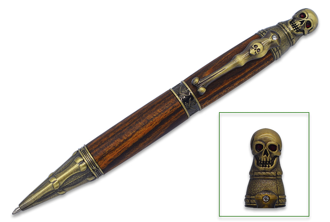 Antique Bronze Polish Pirate Skull Twist Pen