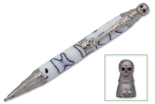 Antique Silver Pirate Skull Twist Pen