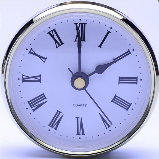 Clock 70mm White Roman