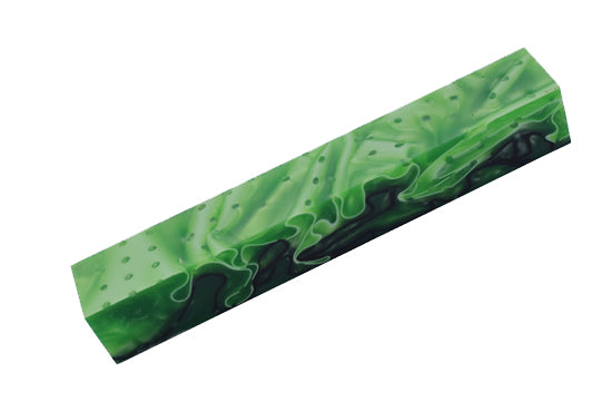 Pen Blank Single Acrylic - Green Lotus Leaf with Crystal Drops